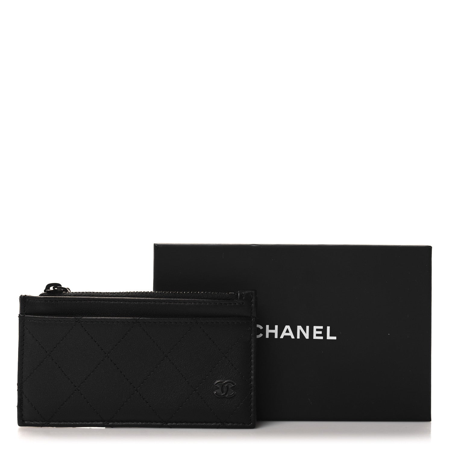 Chanel Calfskin Quilted Zip Card Holder So Black 8 of 8