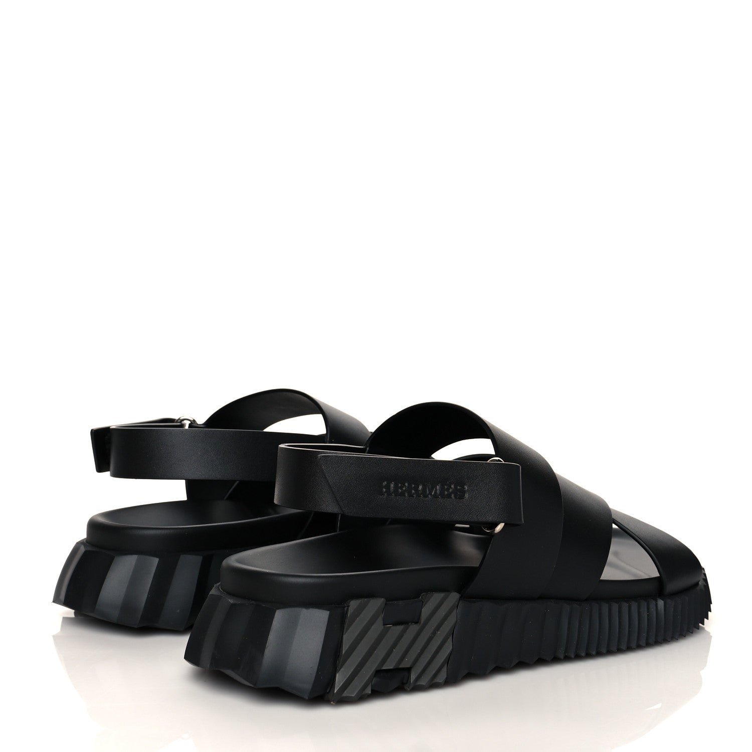 Hermes Calfskin Goatskin Mens Electric Sandals 42 Black 4 of 8