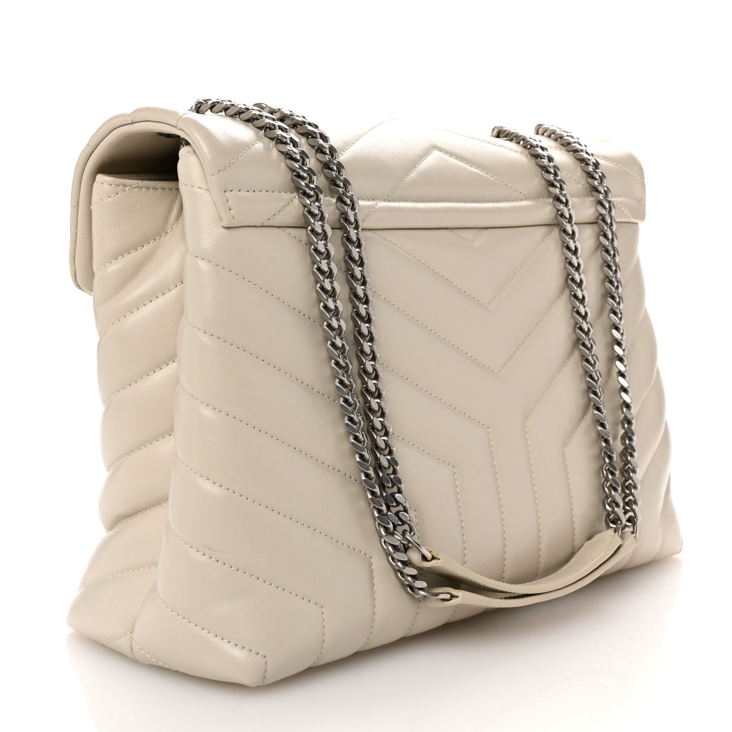 Calfskin Y Quilted Monogram Medium Loulou Chain Satchel Ivory