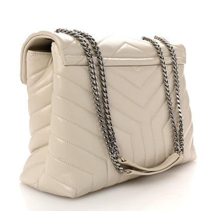 Saint Laurent Calfskin Y Quilted Monogram Medium Loulou Chain Satchel Ivory 3 of 12