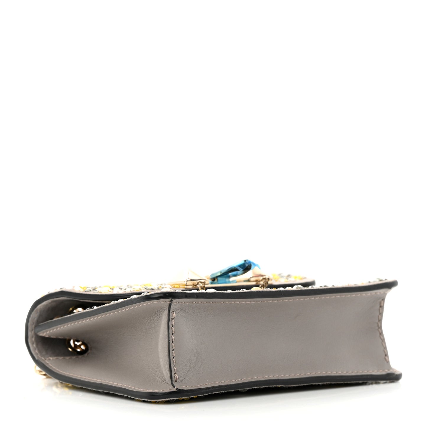 Crystal Suede Mini Rockstud Demilune Shoulder Bag Multicolor