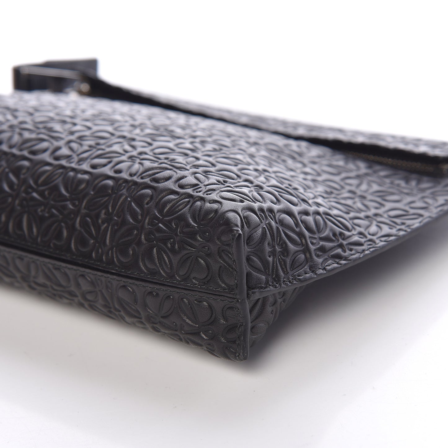 Calfskin Embossed Medium Repeat T Pouch Black