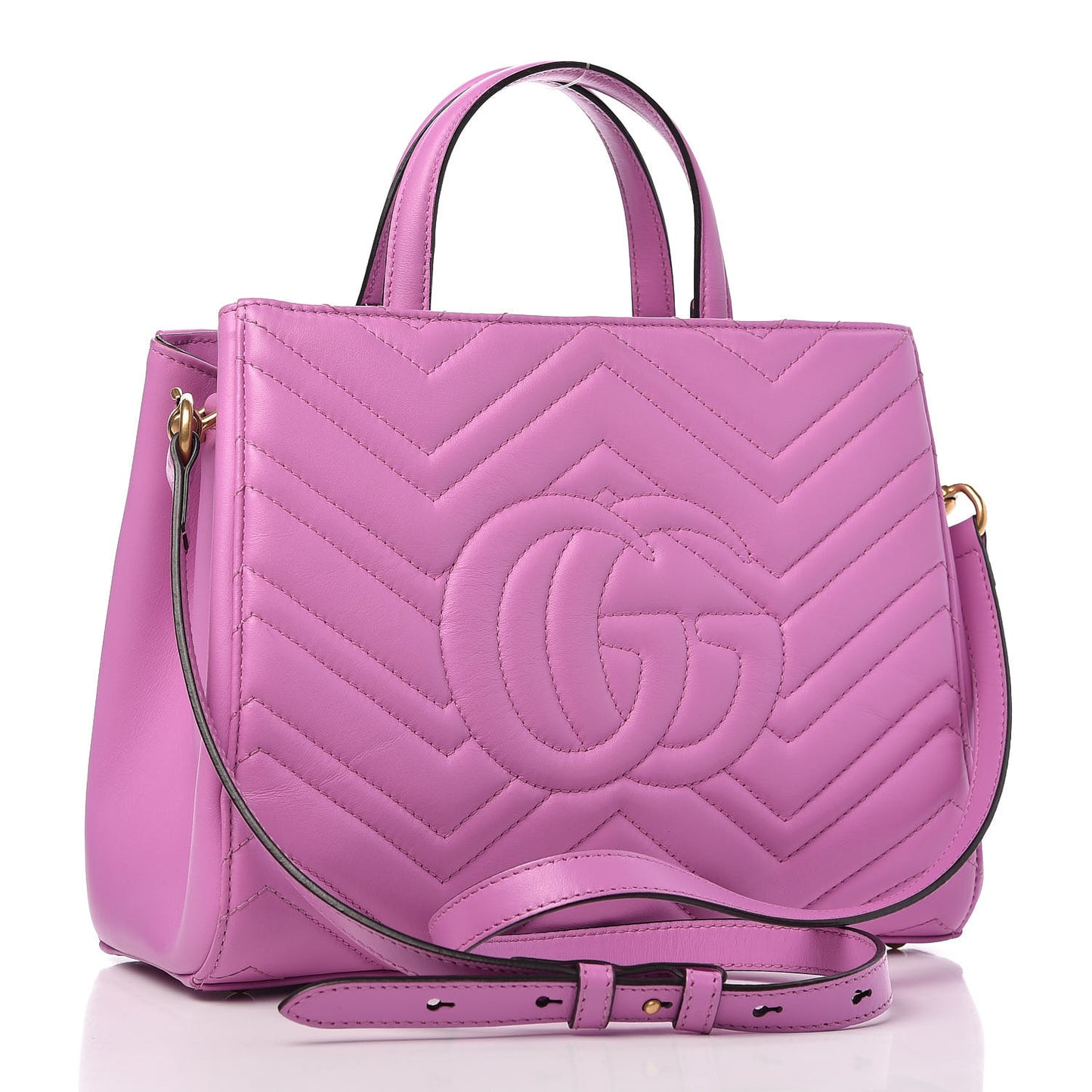 Calfskin Matelasse Small GG Marmont Tote Candy Mousse
