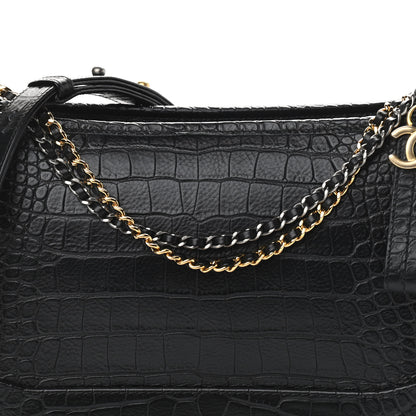 Chanel Crocodile Embossed Calfskin Medium Gabrielle Cocodile Hobo Black 8 of 10