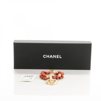 Chanel Beaded Multistrand Drop CC Bracelet Golden Red 5 of 5