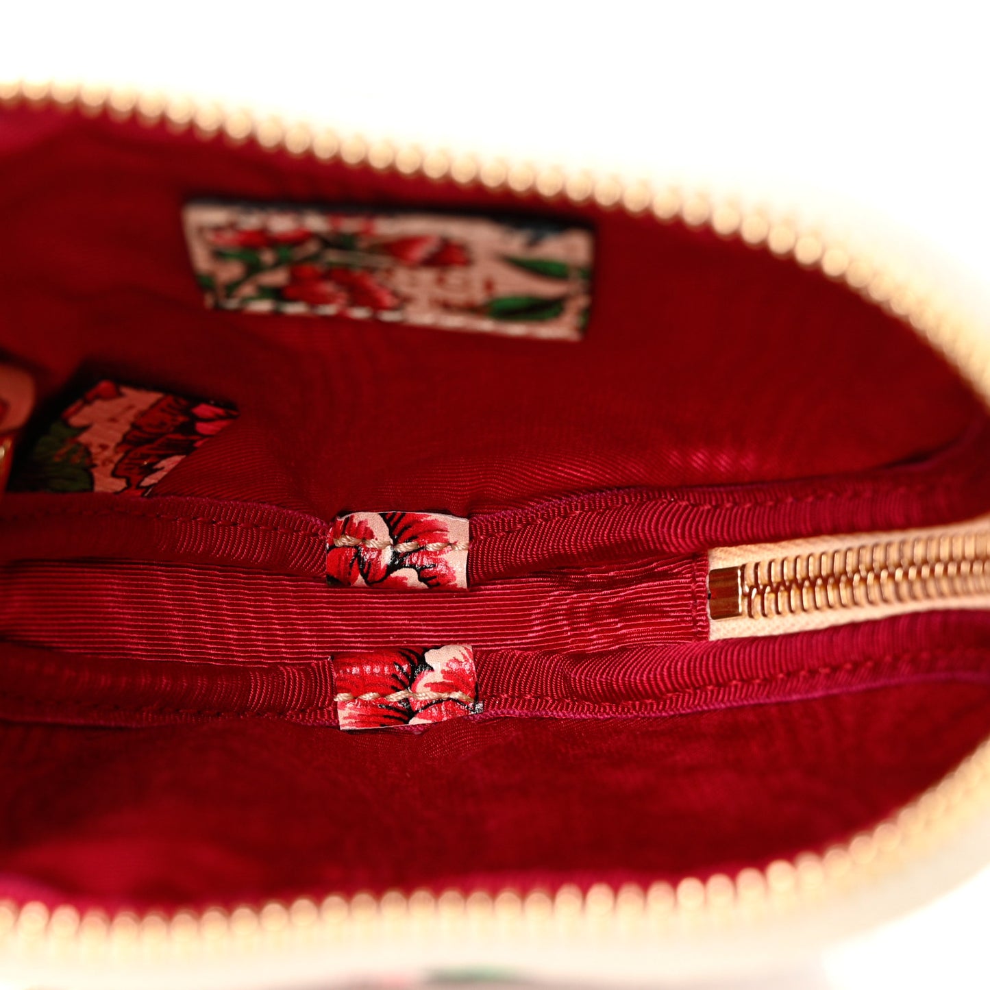 Calfskin Brit Roses Print Ophidia Heart GG Key Case Multicolor