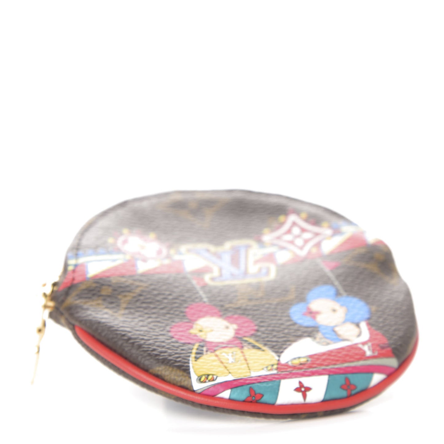 Monogram 2020 Christmas Animation Bumper Cars Round Coin Purse Coquelicot