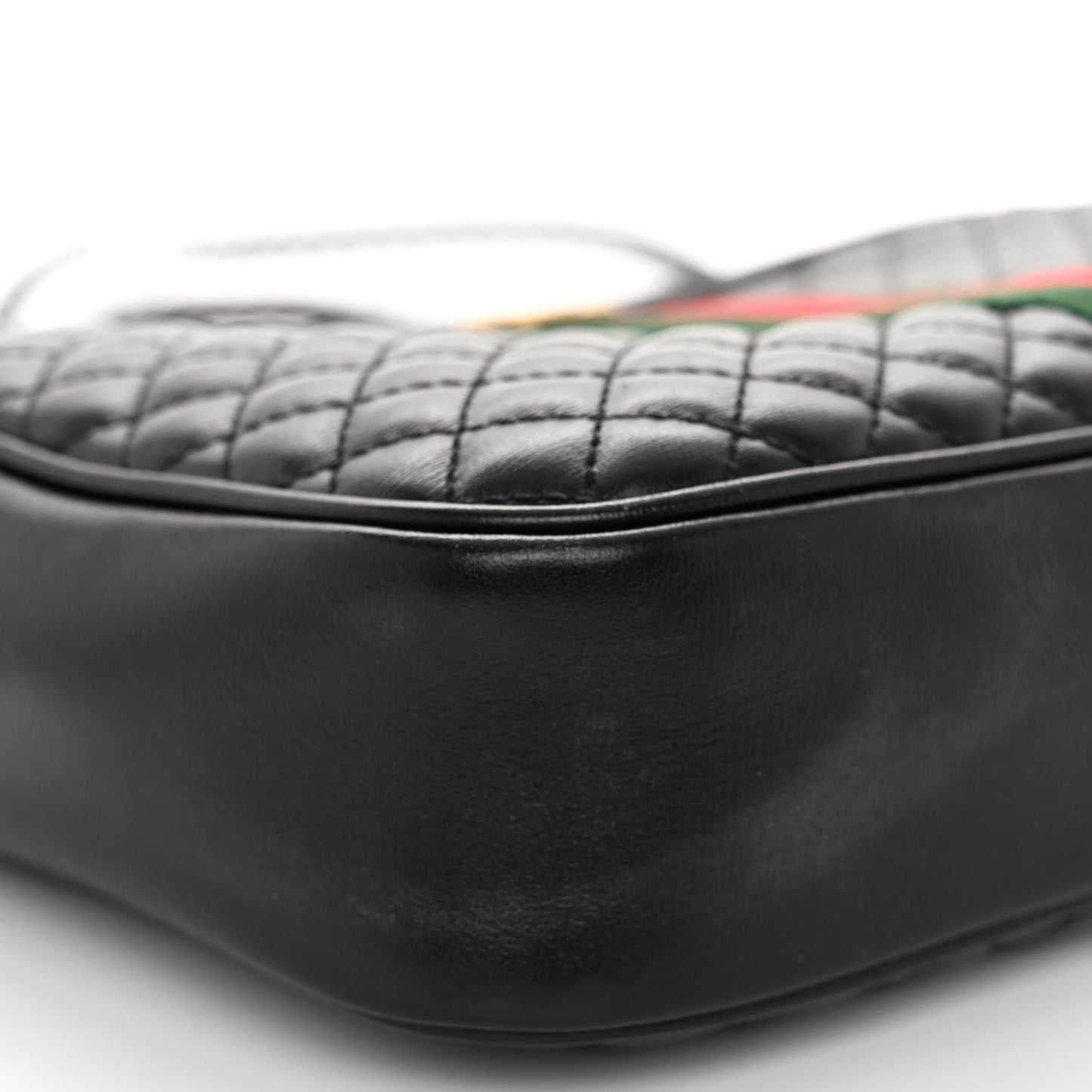 Calfskin Web Trapuntata Small GG Shoulder Bag Black