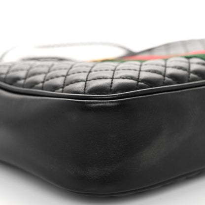 Gucci Calfskin Web Trapuntata Small GG Shoulder Bag Black 9 of 10