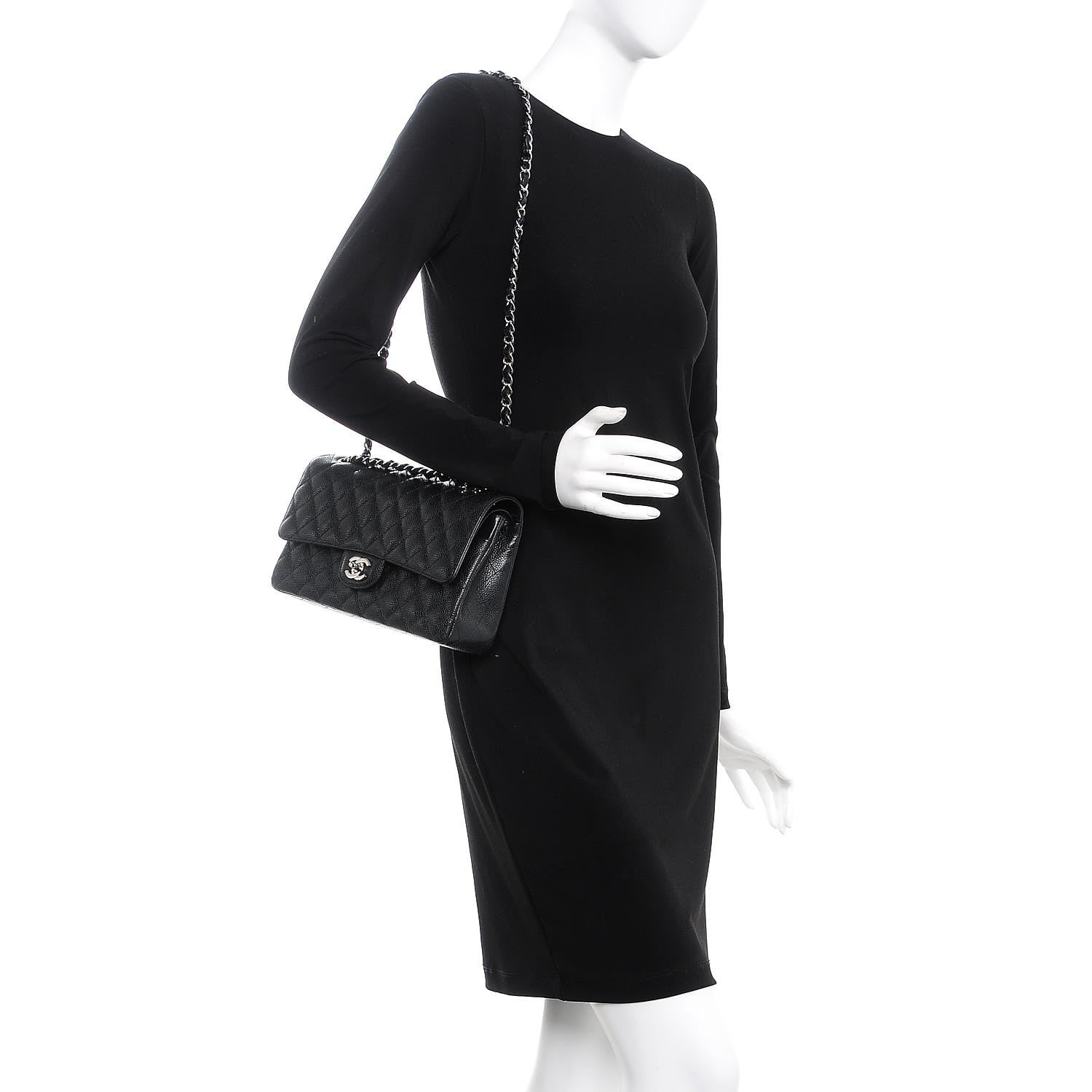 Chanel Caviar Quilted Medium Double Flap Black 2 of 8