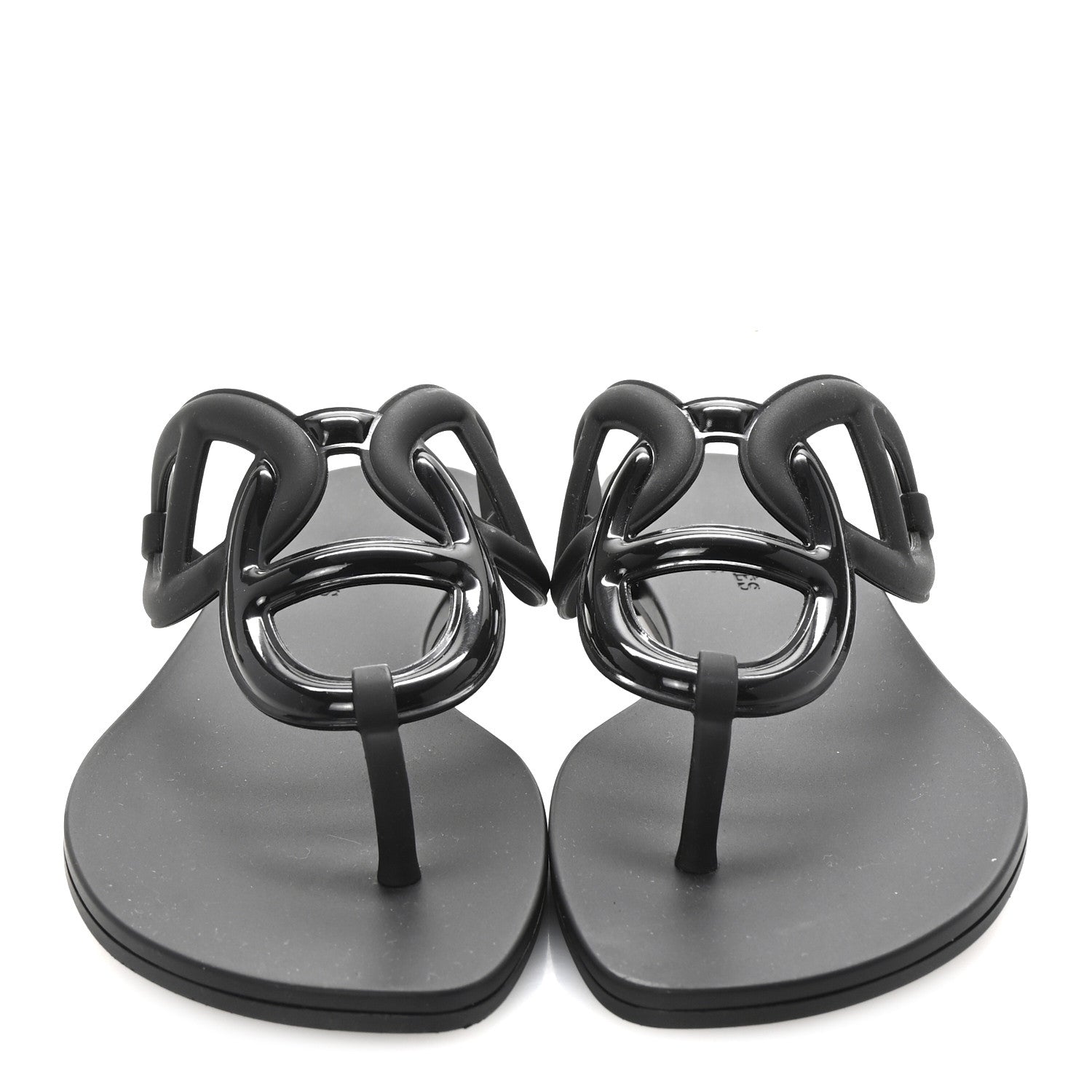 Hermes Rubber Womens Egerie Sandals 37 Black 3 of 9
