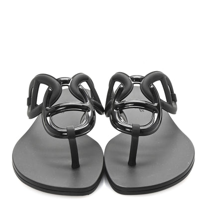 Hermes Rubber Womens Egerie Sandals 37 Black 3 of 9
