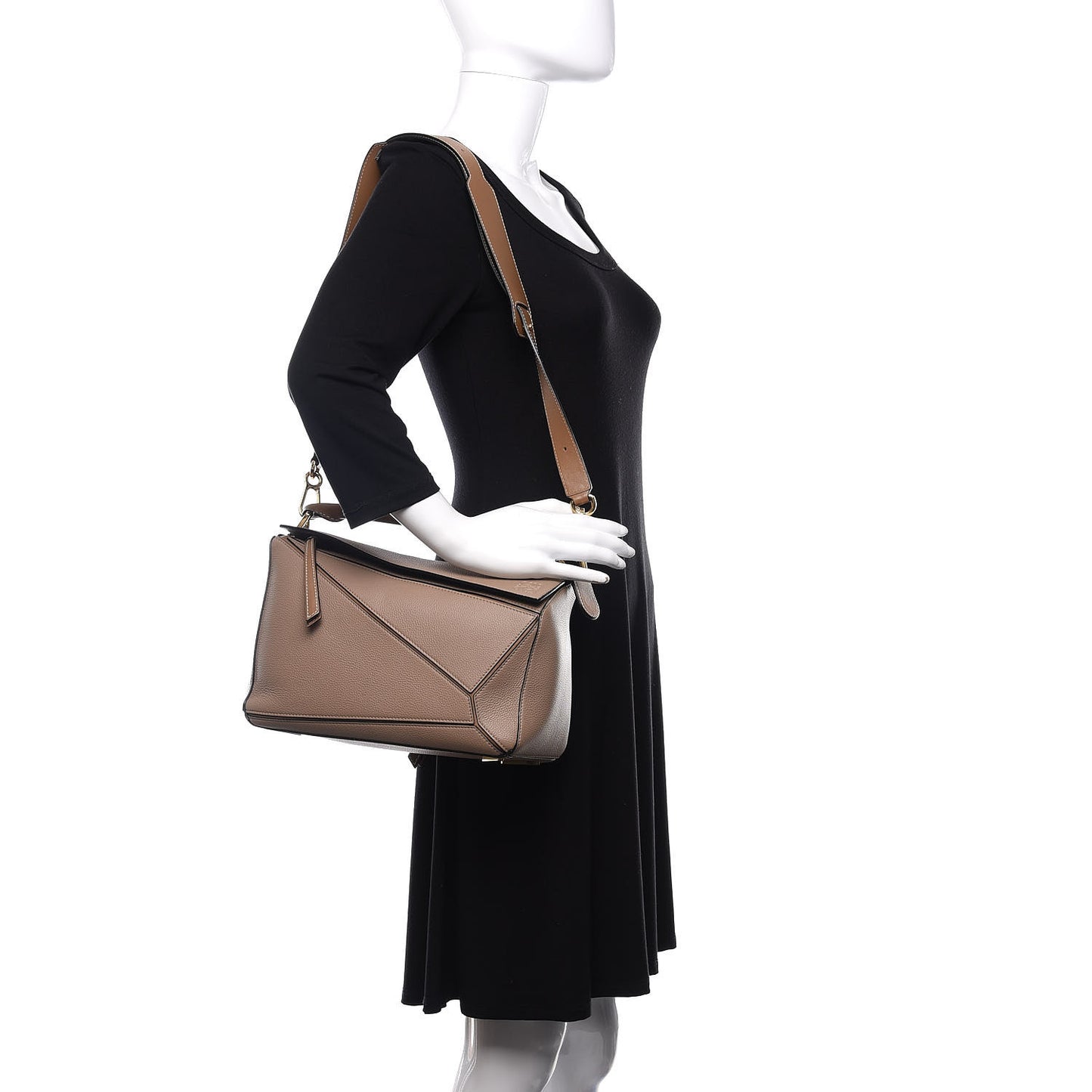 Calfskin Medium Puzzle Bag Sand Mink