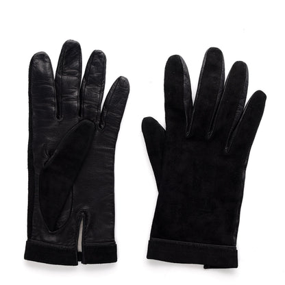 Hermes Suede Lambskin Gloves 7.5 Black 3 of 5