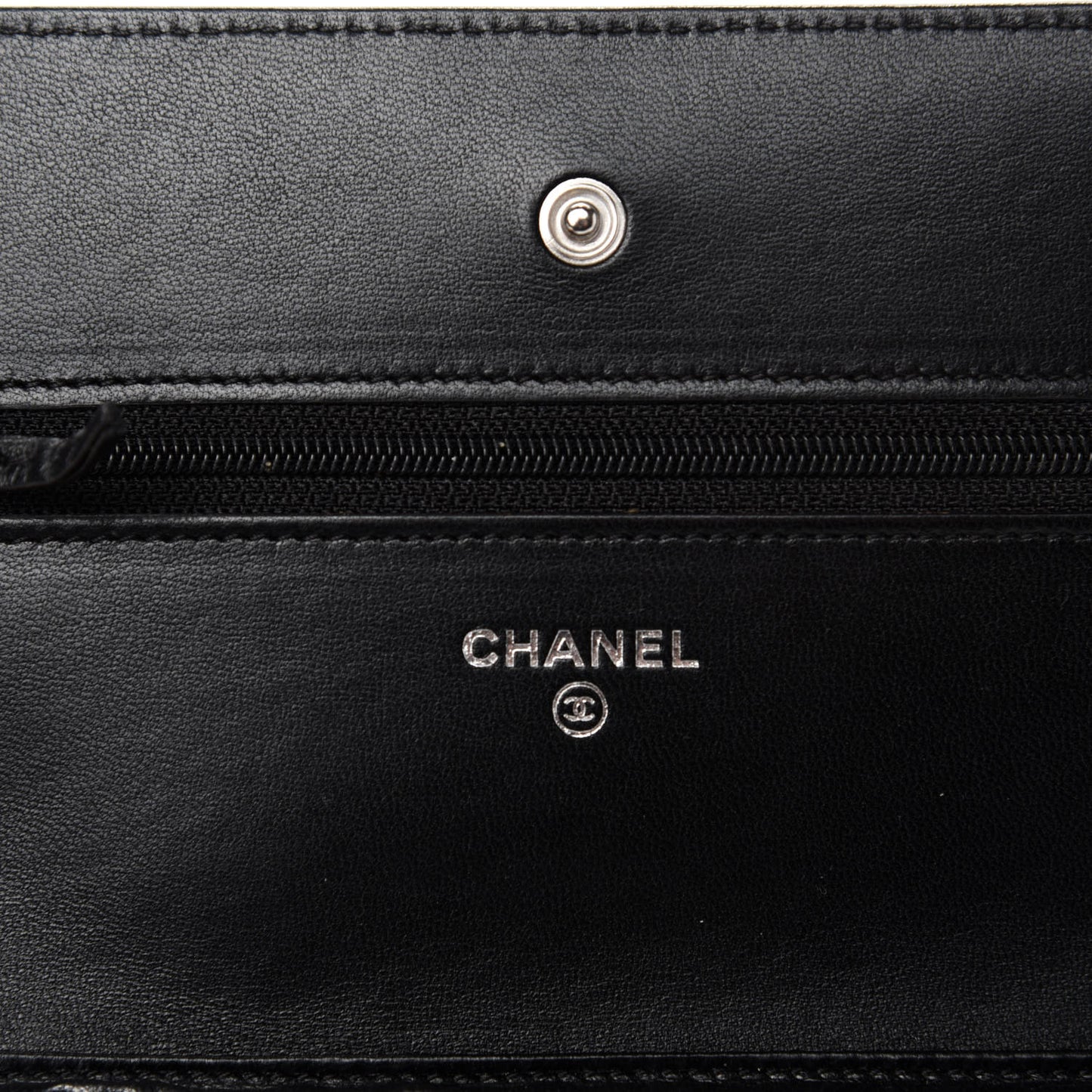 Lambskin Camellia Embossed Wallet on Chain WOC Black