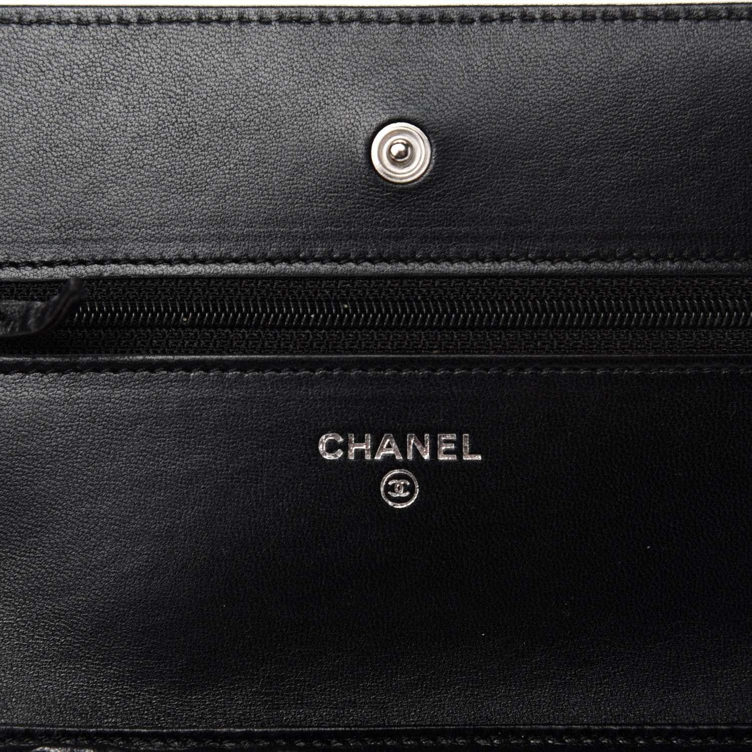 Chanel Lambskin Camellia Embossed Wallet on Chain WOC Black 8 of 12