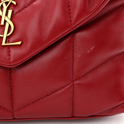 Saint Laurent Lambskin Quilted Toy Loulou Puffer Monogram Chain Satchel Opyum Red 13 of 14