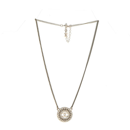 Chanel Crystal Pearl CC Medallion Necklace Light Gold 2 of 5