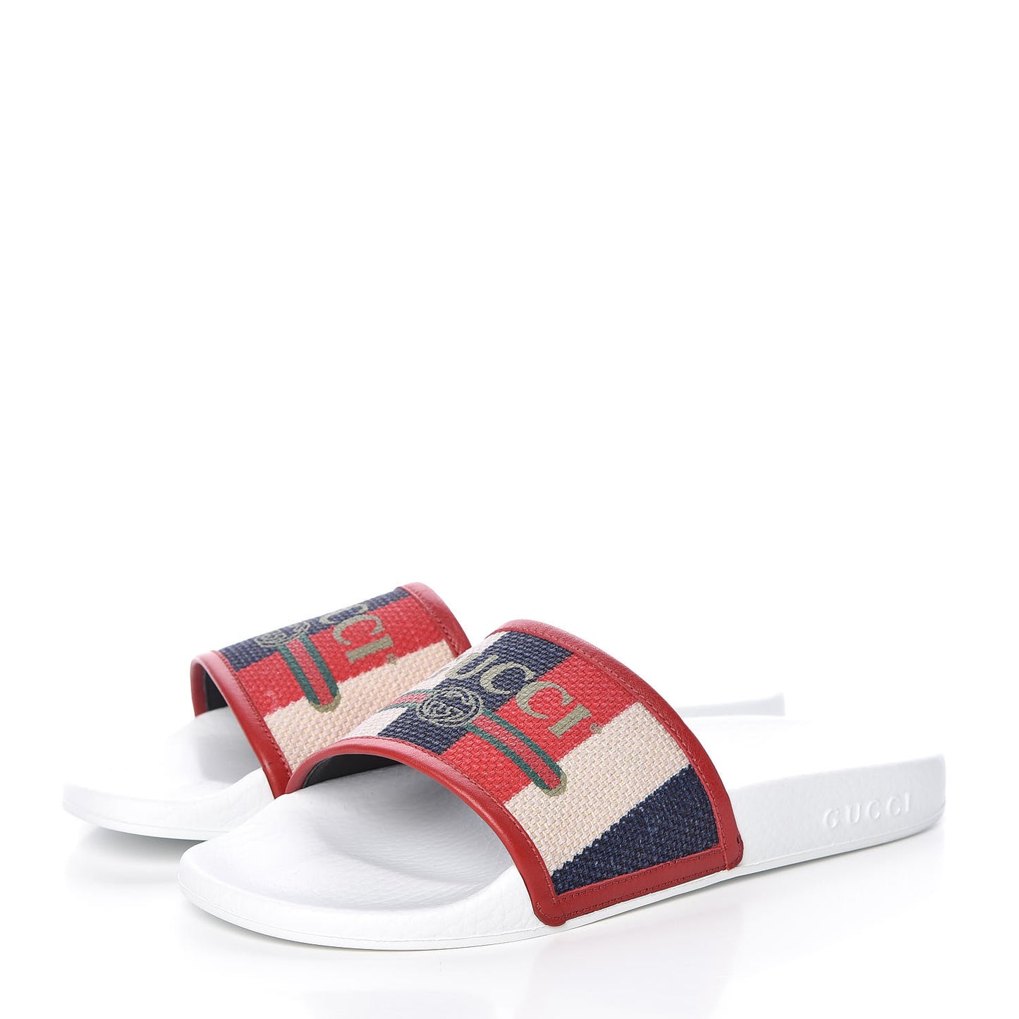 Canvas Sylvie Stripe Logo Pursuit Slide Sandals 39 Mystic White Hibiscus Red Maritime