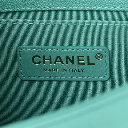Chanel Caviar Chevron Quilted Small Boy Flap Green 6 of 10