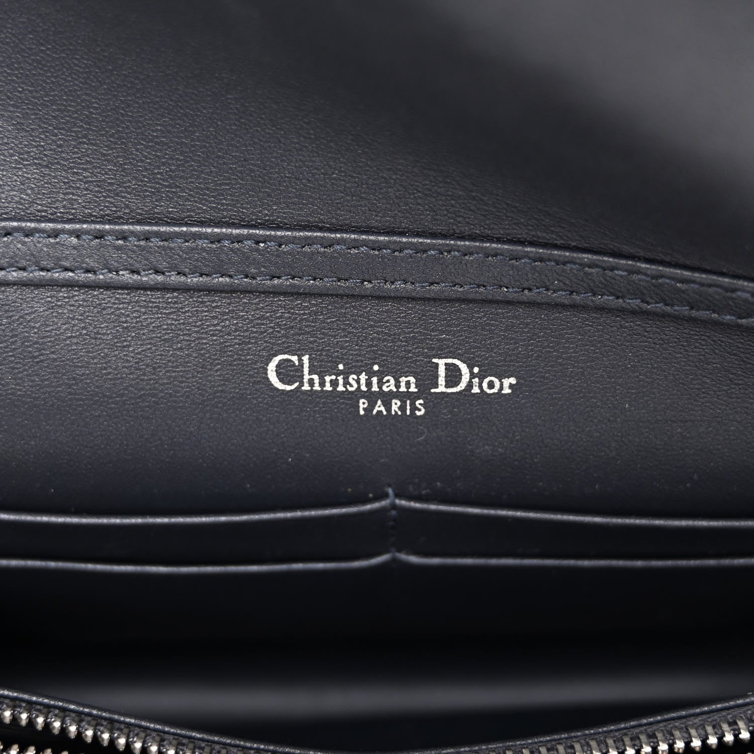 Christian Dior Metallic Patent Micro-Cannage Diorama Wallet on Chain Pouch Silver 6 of 9