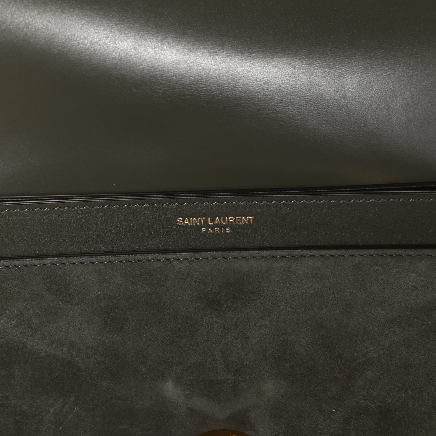 Saint Laurent Smooth Calfskin Suede Monogram Cassandra Clasp Bag Olive Green 8 of 10