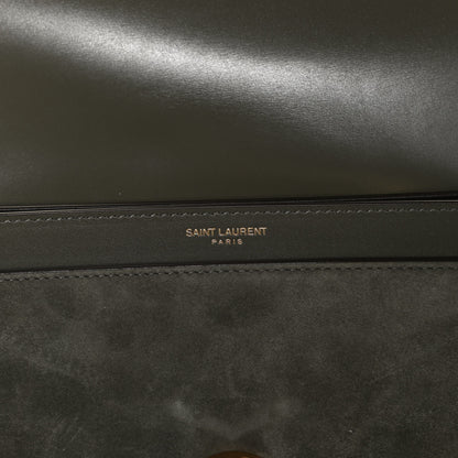 Saint Laurent Smooth Calfskin Suede Monogram Cassandra Clasp Bag Olive Green 8 of 10