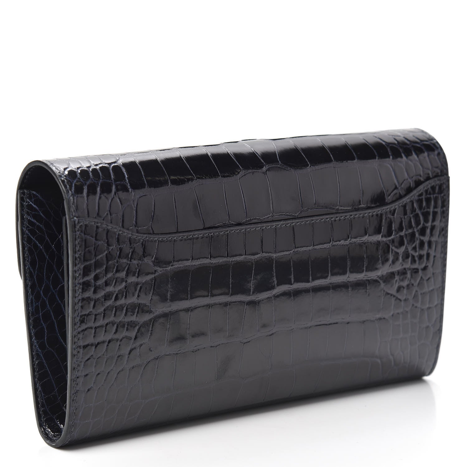 Hermes Shiny Alligator Constance Long Wallet Bleu Marine 3 of 6
