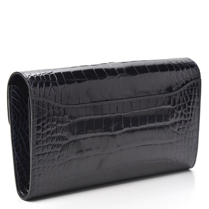 Hermes Shiny Alligator Constance Long Wallet Bleu Marine 3 of 6