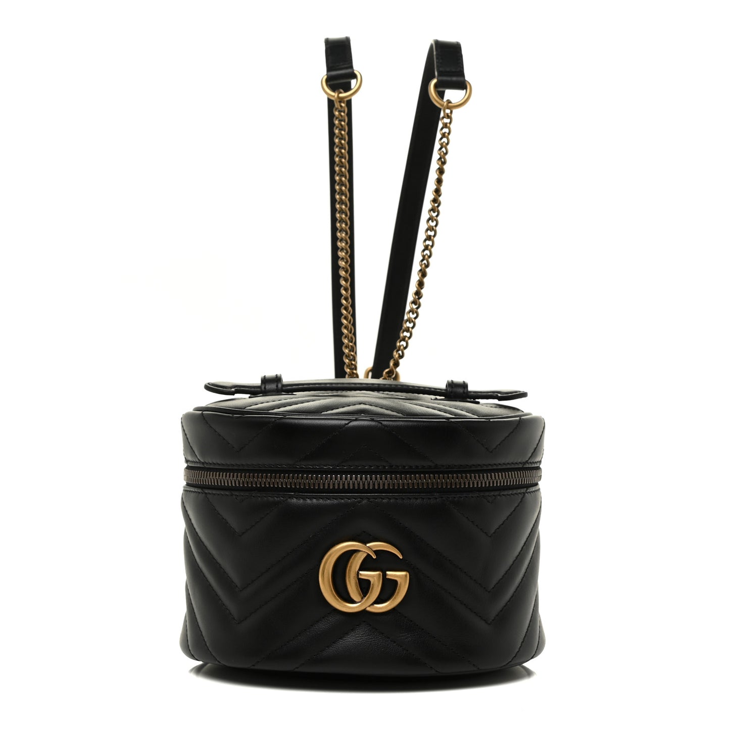 Calfskin Matelasse Mini GG Marmont Round Backpack Black