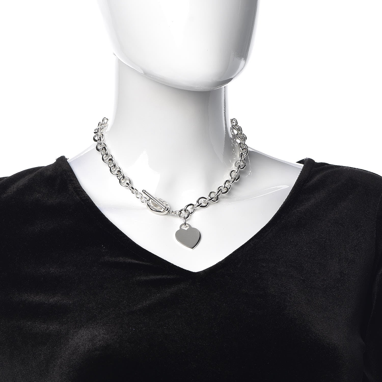 Tiffany Sterling Silver Heart Tag Toggle Necklace 2 of 5