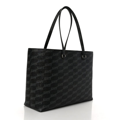 Balenciaga Coated Canvas BB Monogram Medium Signature East West Shopper Bag Black Grey 3 of 9