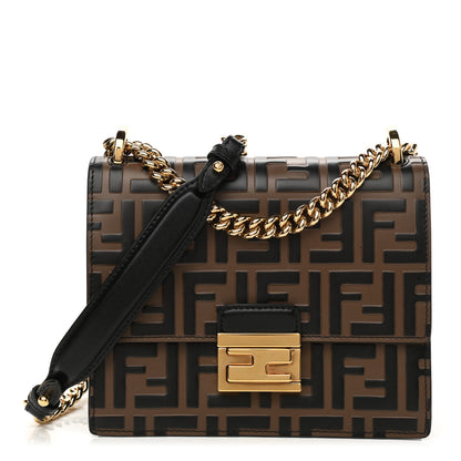 Fendi Vitello Liberty Bi-Color FF 1974 Embossed Small Kan U Shoulder Bag Maya Black 1 of 11