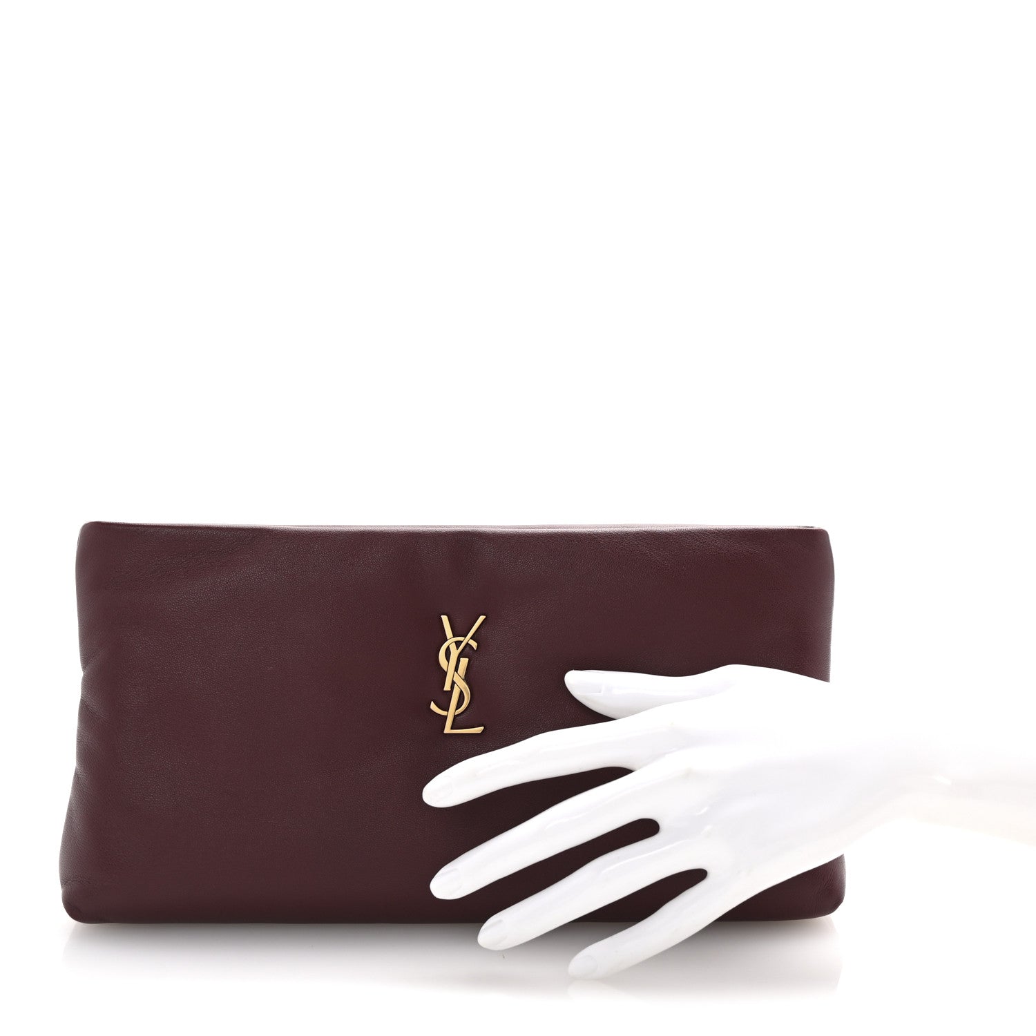 Saint Laurent Lambskin Long Calypso Pouch Rouge Merlot 2 of 7