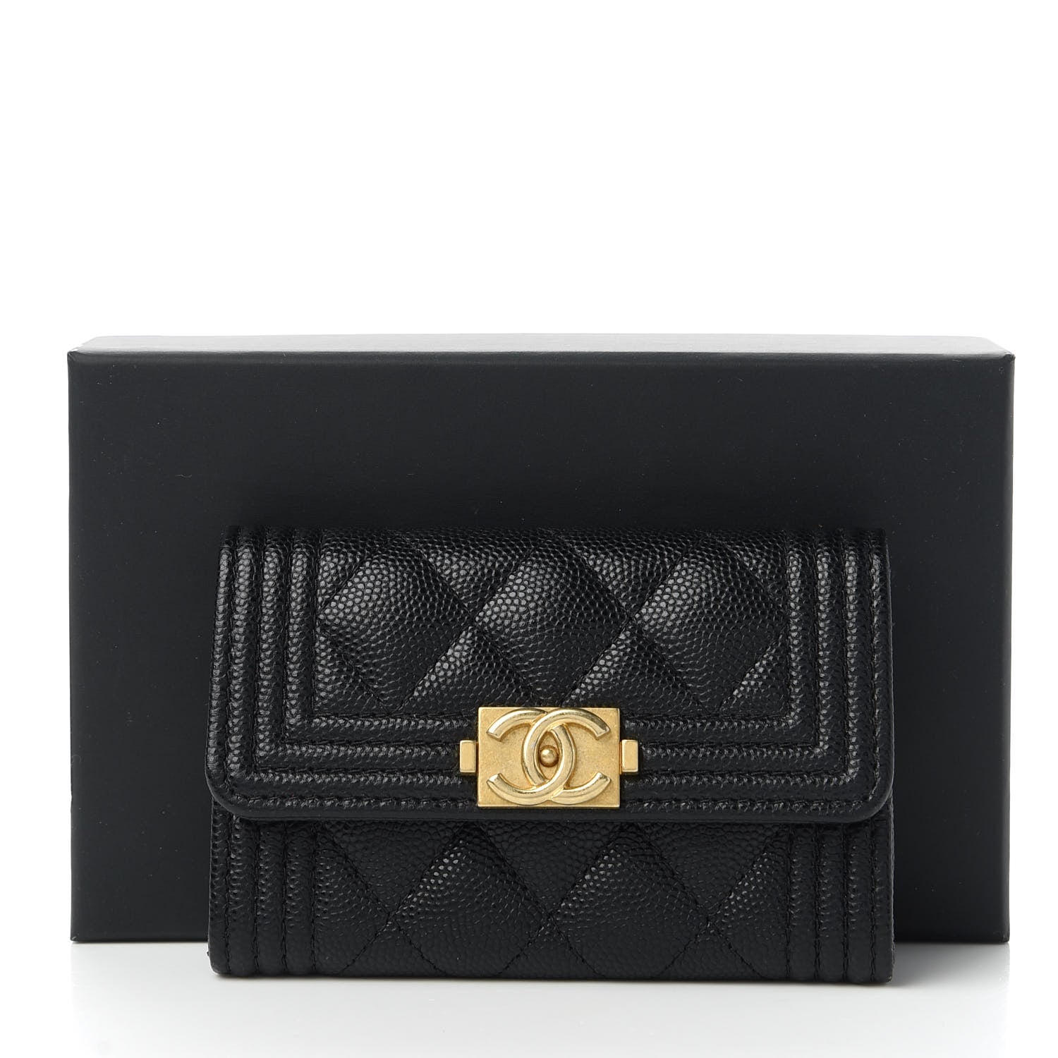 Chanel Caviar Quilted Boy Flap Card Holder Black 12 of 12