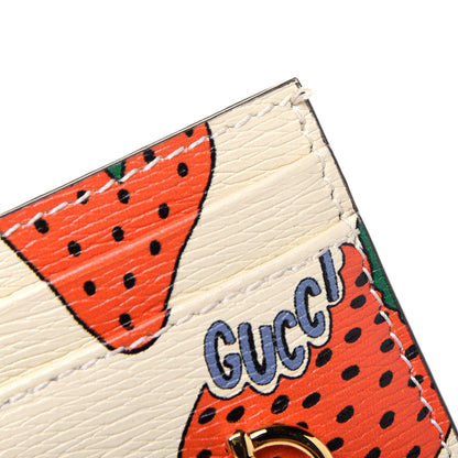 Gucci Calfskin Strawberry Print Zumi Case Case Ivory Red 9 of 12