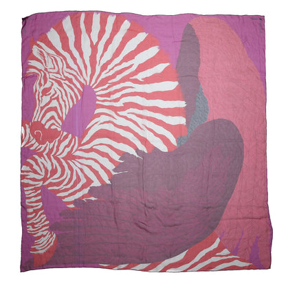 Hermes Silk Mousseline Zebra Pegasus Shawl 140 Fuchsia Prune Rouge 1 of 6