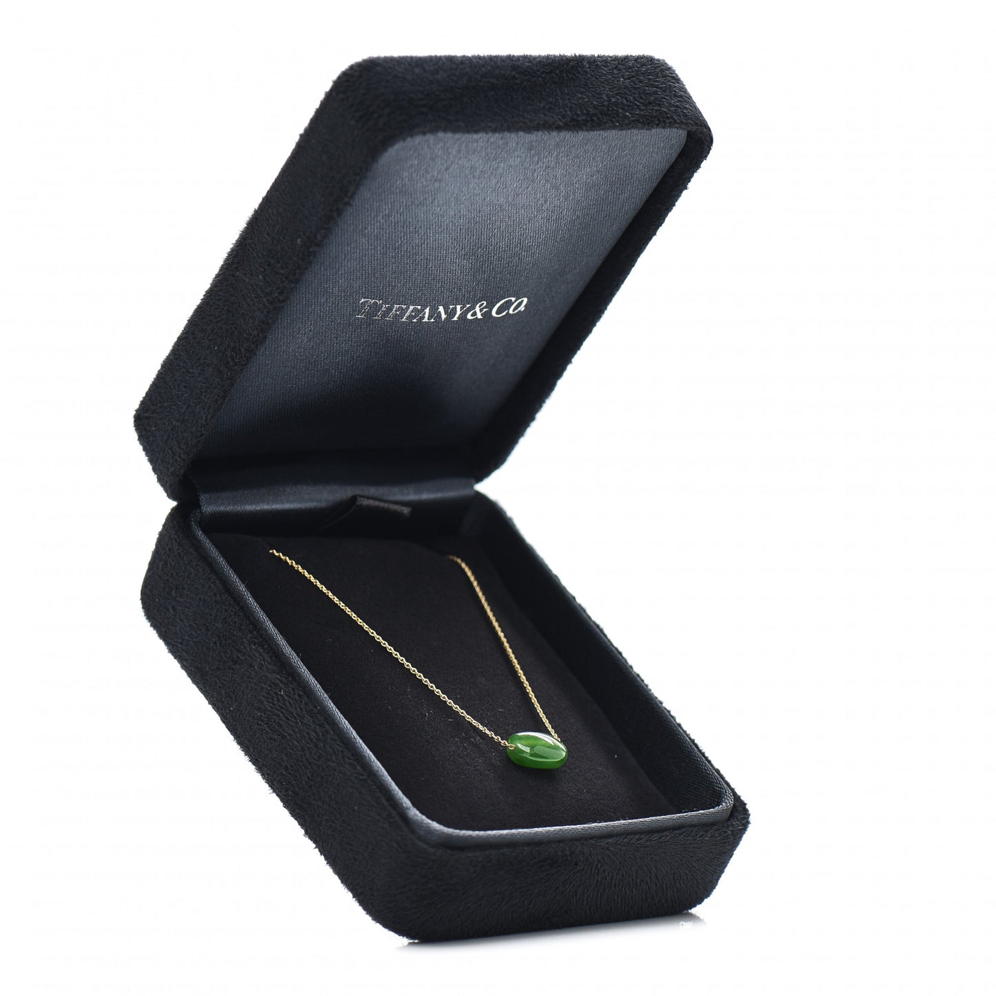 18K Yellow Gold Green Jade 9mm Elsa Peretti Bean Pendant Necklace