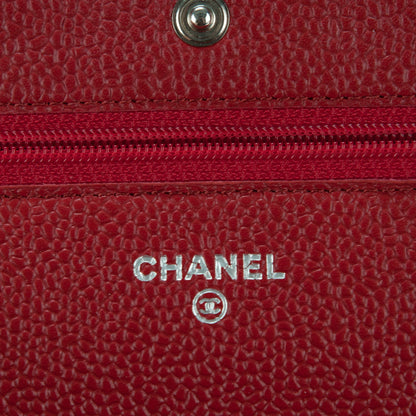 Chanel Caviar Quilted Wallet On Chain WOC Red 6 of 8