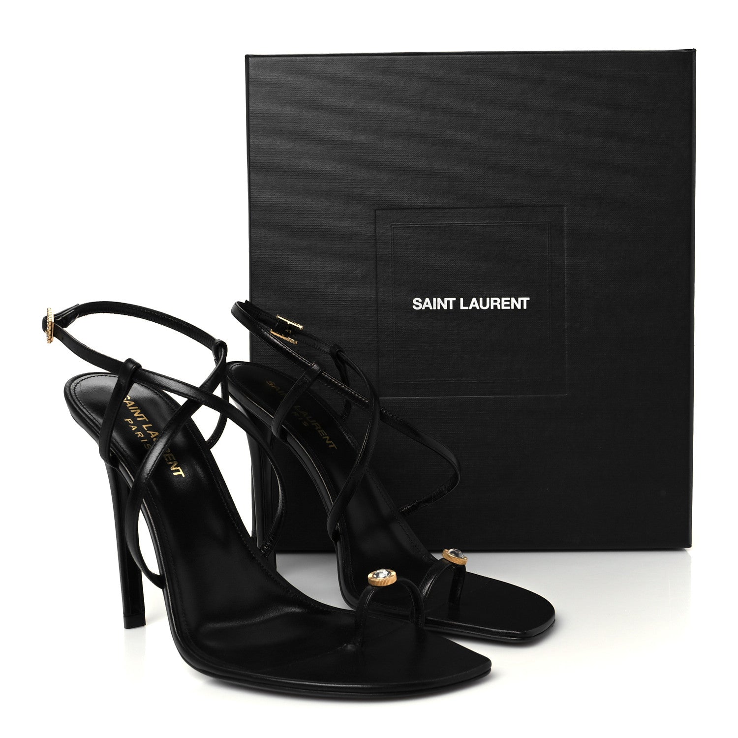 Saint Laurent Kid Egado Date 110 Sandals 38 Black 9 of 9