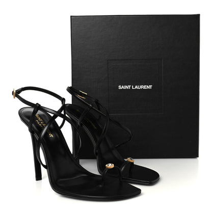 Saint Laurent Kid Egado Date 110 Sandals 38 Black 9 of 9