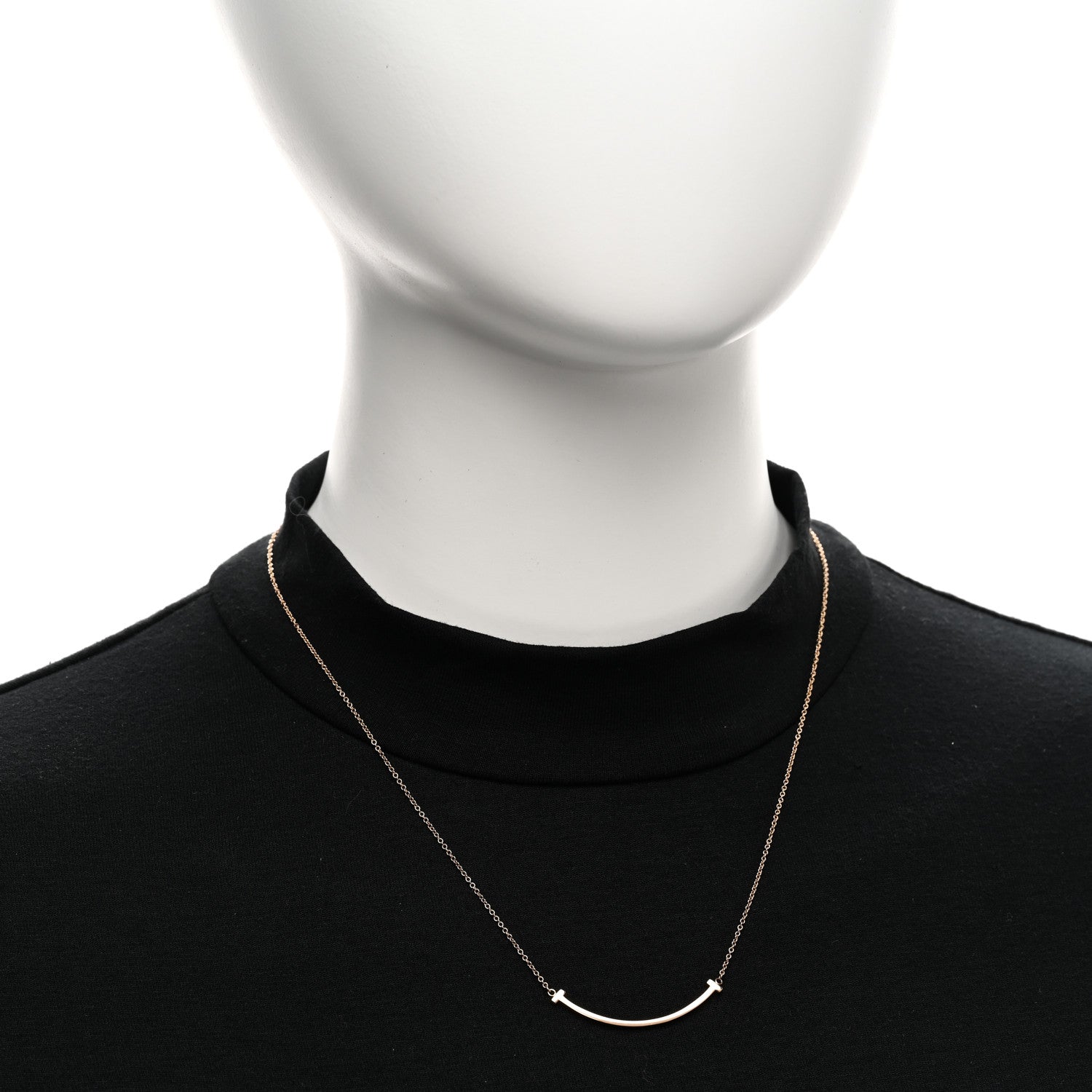 Tiffany 18K Rose Gold Small T Smile Pendant Necklace 2 of 5