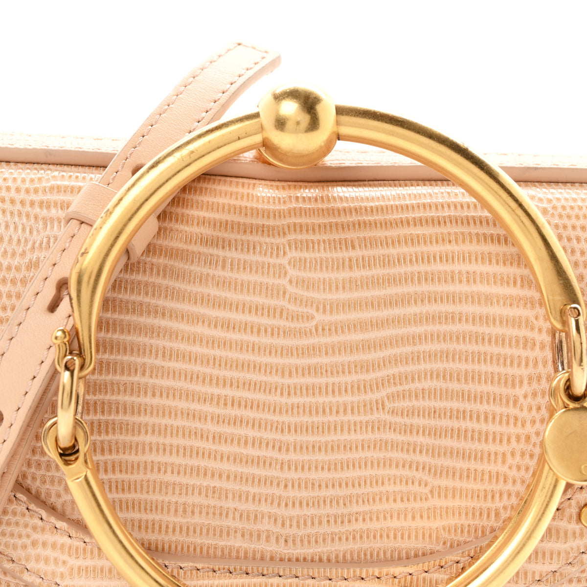 Chloe Calfskin Lizard Embossed Nile Bracelet Minaudiere Bag Pink 9 of 11