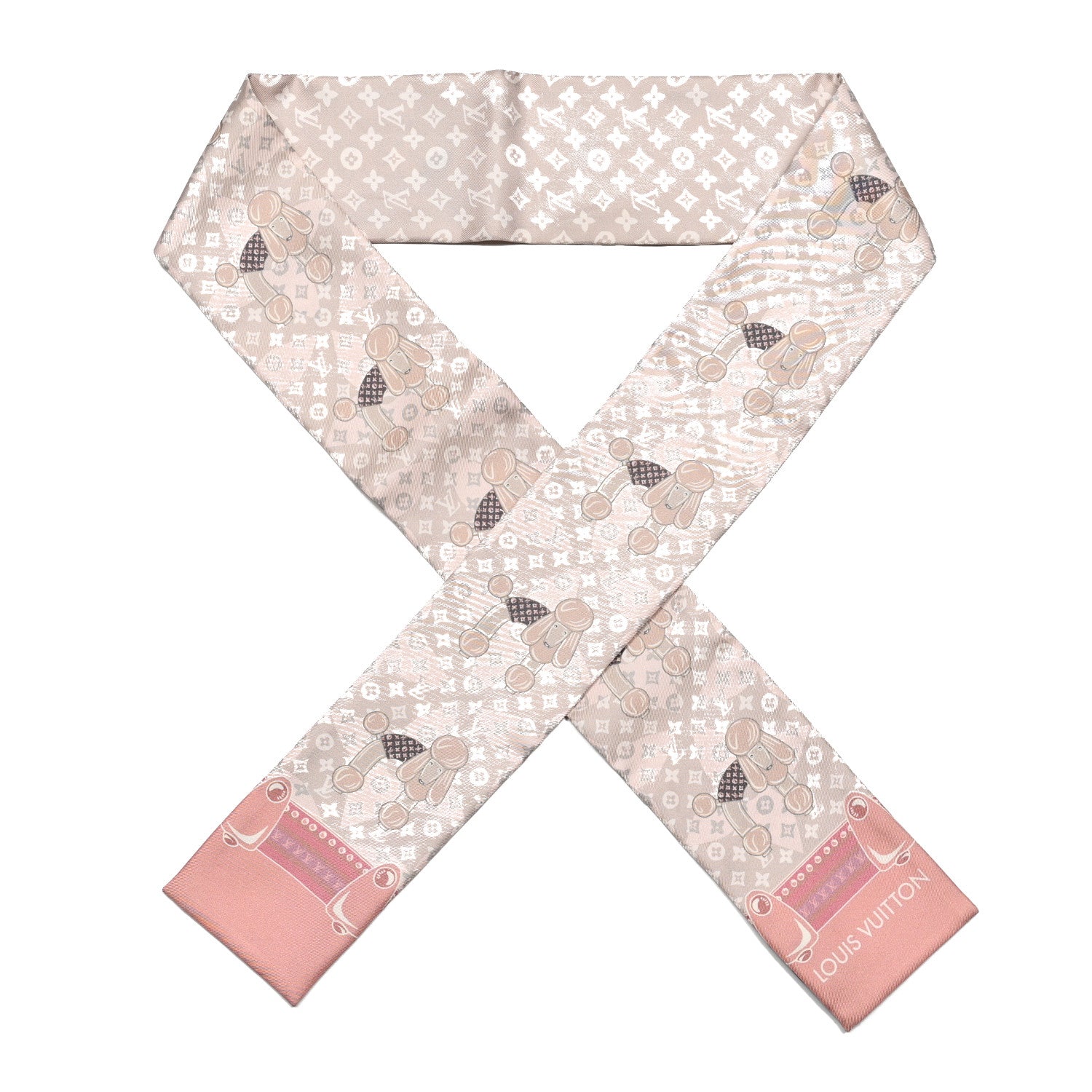 Louis Vuitton Silk Monogram Poodle Animalle Bandeau Rose Pale 1 of 4