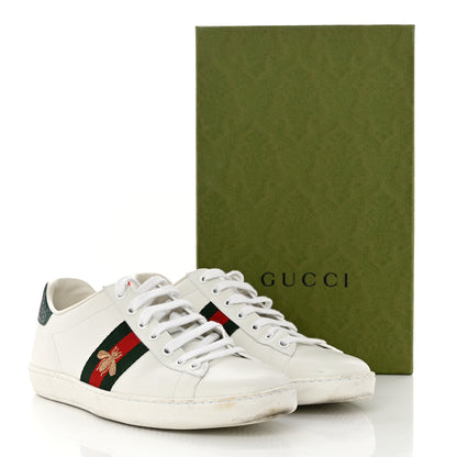 Gucci Calfskin Ayers Bee Embroidered Womens Ace Sneakers 39.5 White Green 9 of 9