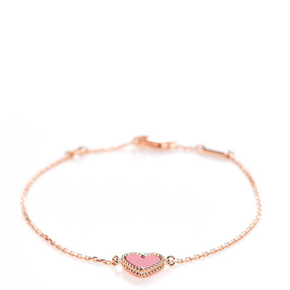 Van Cleef & Arpels 18K Rose Gold Carnelian Sweet Alhambra Heart Bracelet 1 of 13