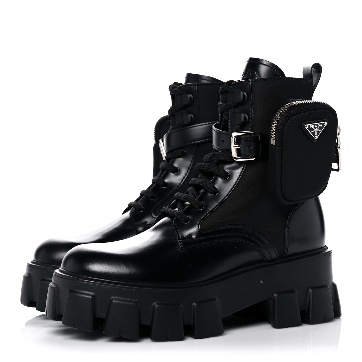 Spazzolato Rois Re-Nylon Metal Triangle Logo Monolith Pouch Pocket 55mm Boots 38 Black