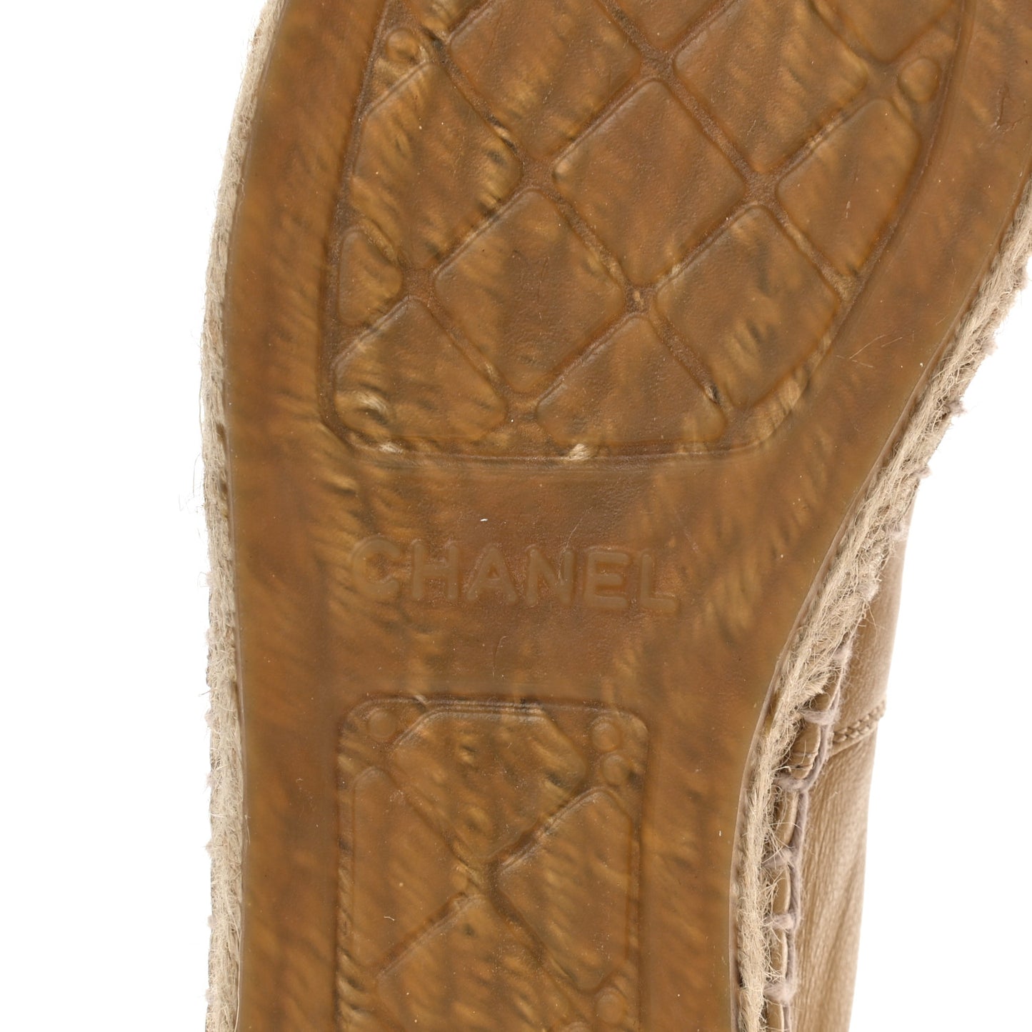 Lambskin CC Camellia Stud Espadrilles 40 Beige Black