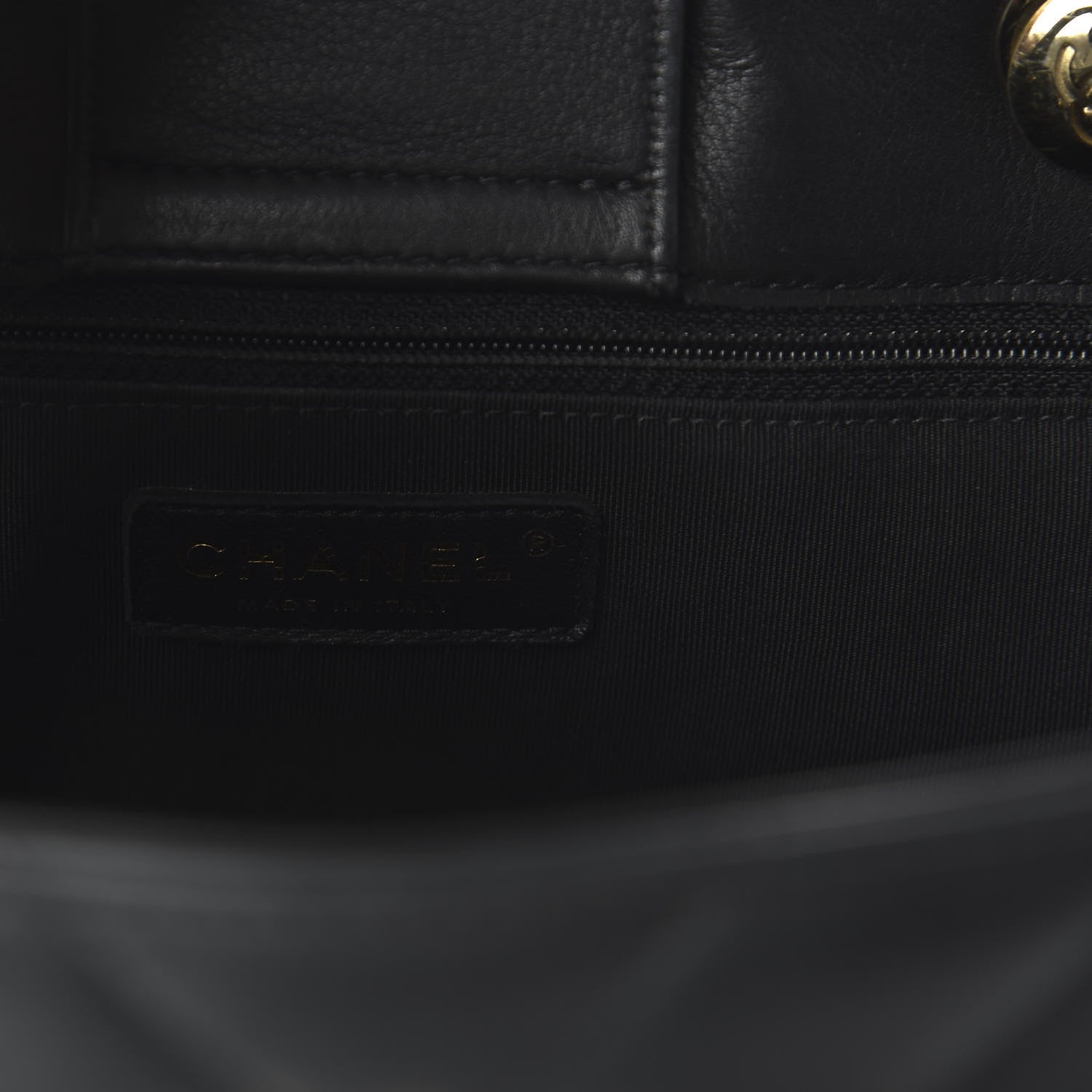 Chanel Calfskin Chevron Quilted Large Shopping Tote Black 8 of 10