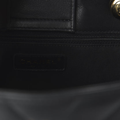 Chanel Calfskin Chevron Quilted Large Shopping Tote Black 8 of 10